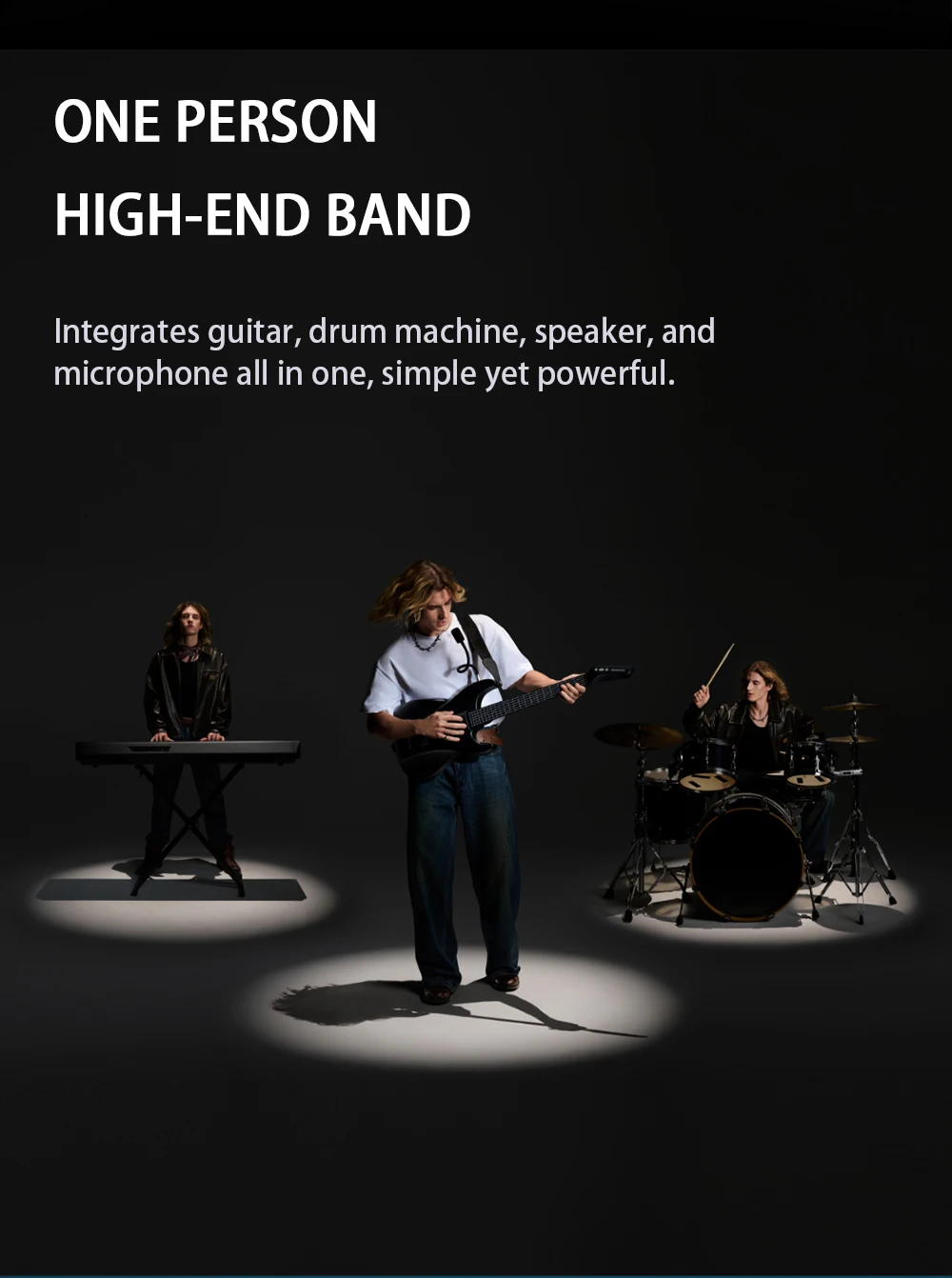 AeroBand Guitar Travel Electric Guitar Pain-Free Silicone String All-in-One 9 Sound Styles Acoustic Bass With Speaker Microphone