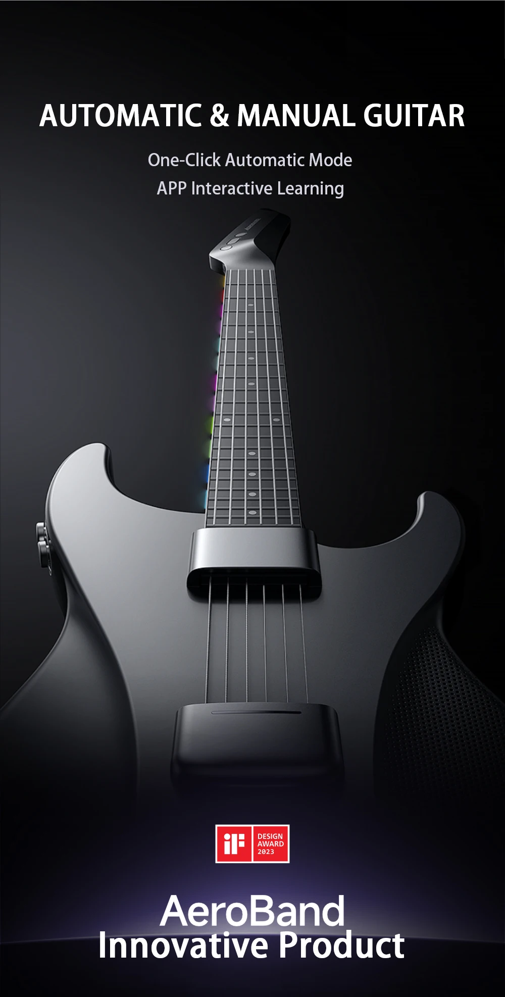 AeroBand Guitar Travel Electric Guitar Pain-Free Silicone String All-in-One 9 Sound Styles Acoustic Bass With Speaker Microphone