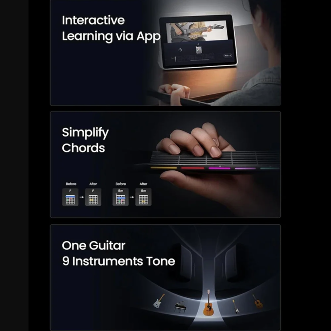 AeroBand Guitar Travel Electric Guitar Pain-Free Silicone String All-in-One 9 Sound Styles Acoustic Bass With Speaker Microphone - Image 4
