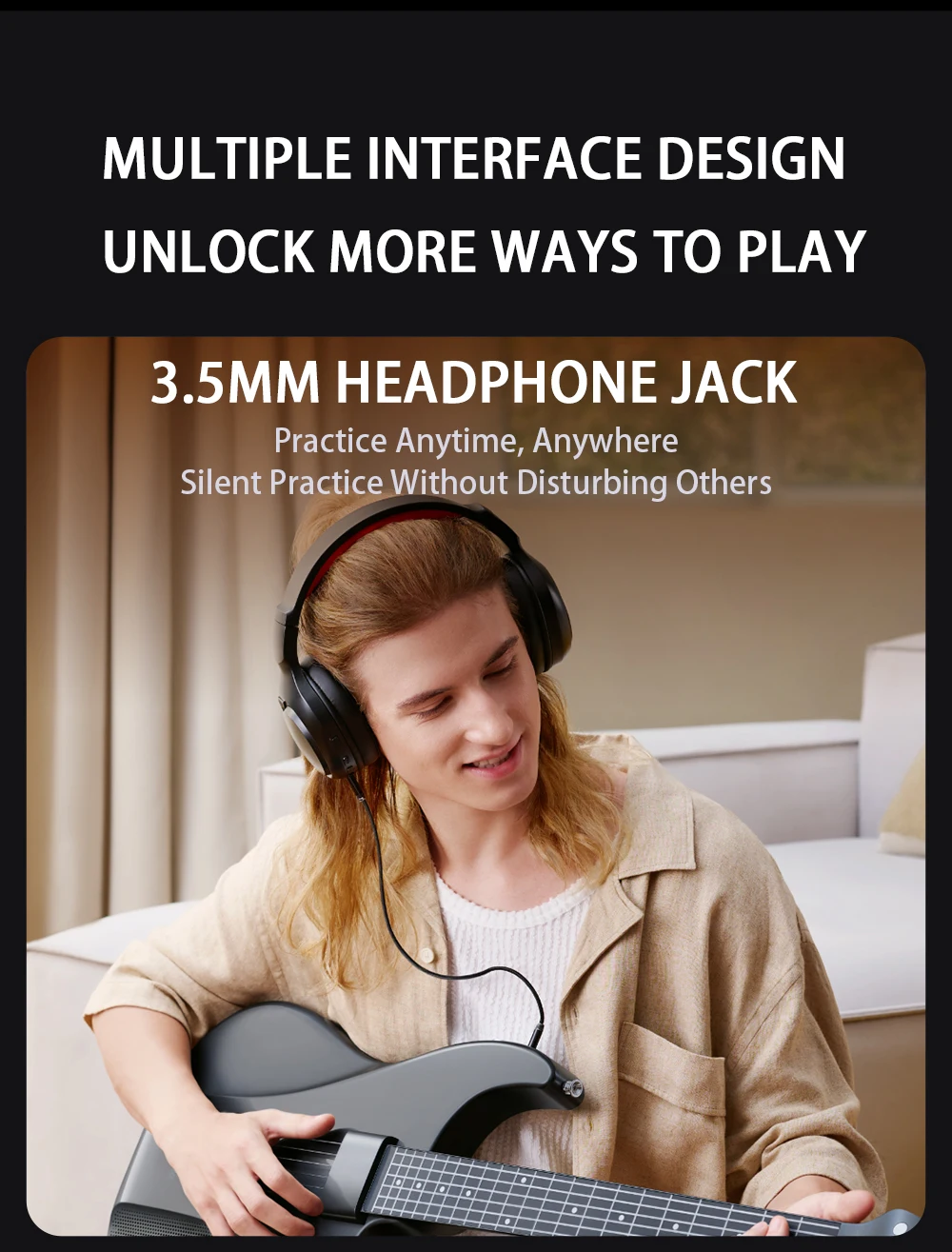 AeroBand Guitar Travel Electric Guitar Pain-Free Silicone String All-in-One 9 Sound Styles Acoustic Bass With Speaker Microphone