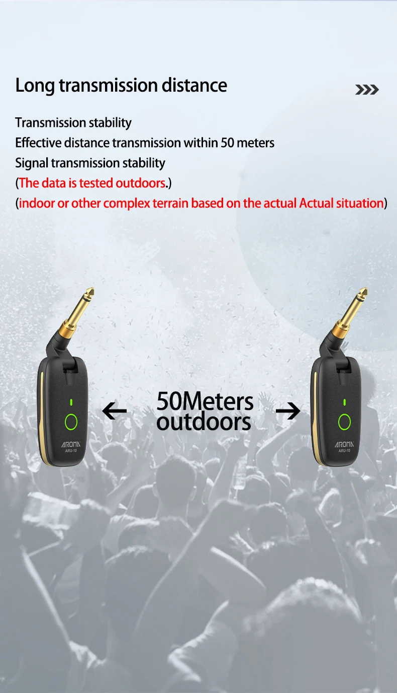 AROMA UHF Wireless Guitar System Guitar Transmitter Receiver For Electric Guitar Bass Wireless Transmitter Built-In Rechargeable AROMA UHF Wireless Guitar System Guitar Transmitter Receiver For Electric Guitar Bass Wireless Transmitter Built-In Rechargeable