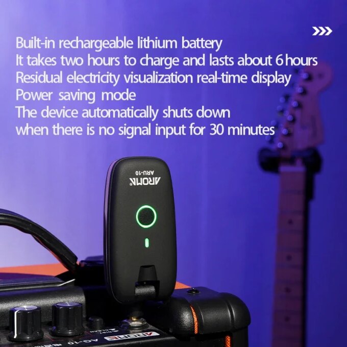AROMA UHF Wireless Guitar System Guitar Transmitter Receiver For Electric Guitar Bass Wireless Transmitter Built-In Rechargeable - Image 6