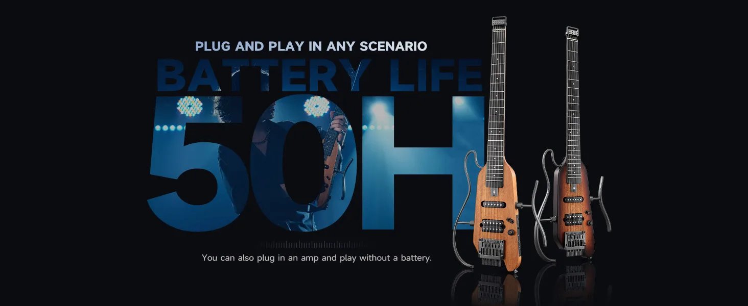 Donner HUSH-X Electric Guitar Kit - hush x Headless Guitar, Great for Travel and Practice, Mahogany Solid Body with Easy A