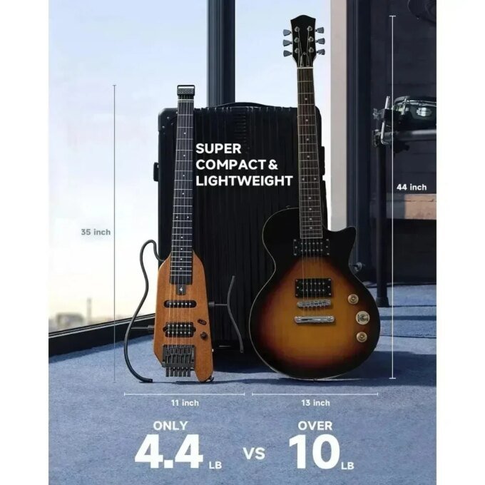 Donner HUSH-X Headless Silent Acoustic Electric Travel Guitar Removable Frames Ultra Light Mahogany Solid Body HUSH X - Image 2