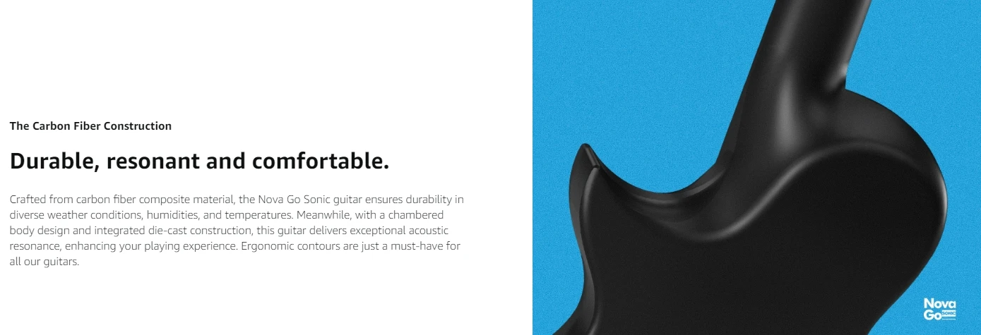 Enya Electric Guitar Nova Go Sonic Smart Electric Carbon Fiber Guitarra with Wireless Speaker, Onboard Presets, Charging Cable