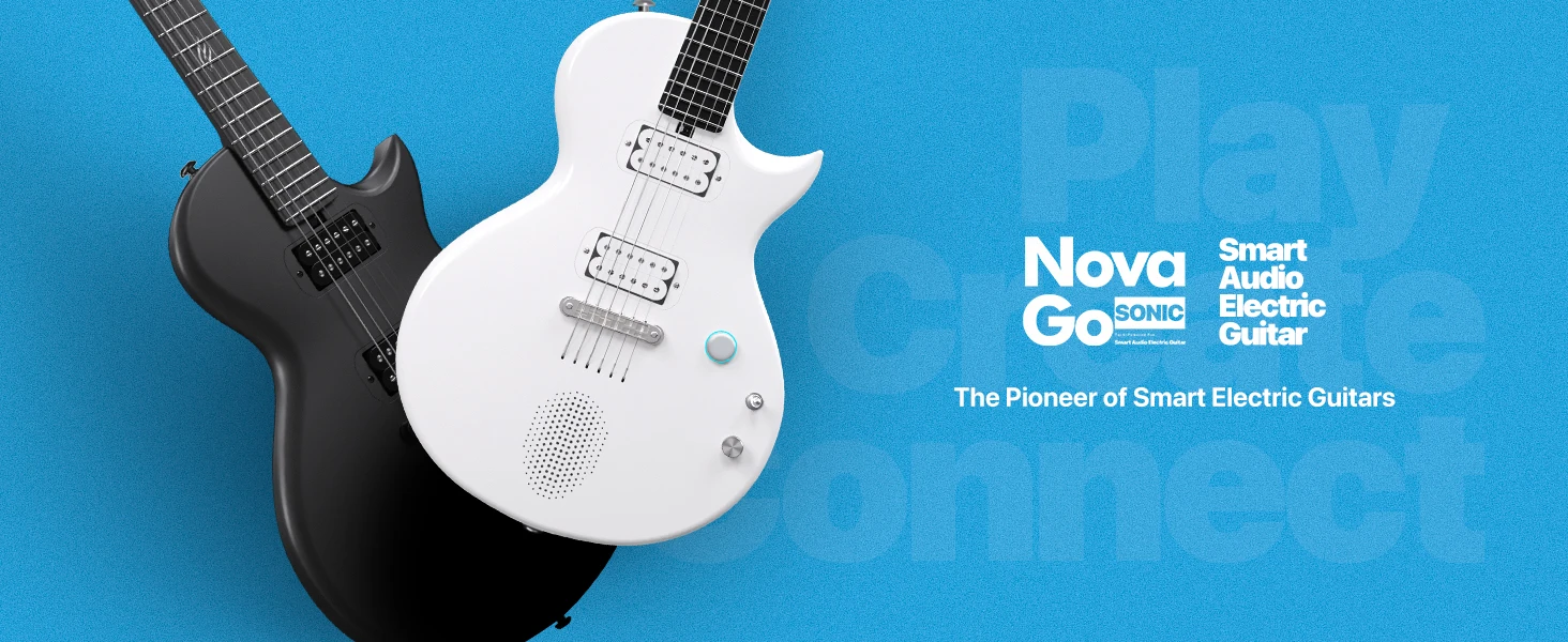Enya Electric Guitar Nova Go Sonic Smart Electric Carbon Fiber Guitarra with Wireless Speaker, Onboard Presets, Charging Cable