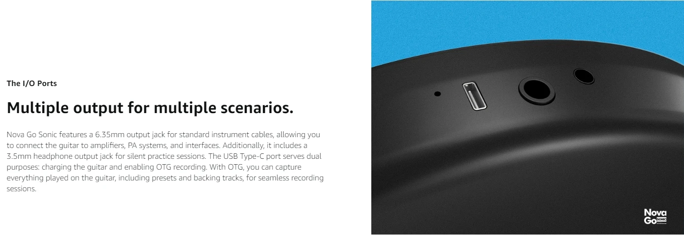 Enya Electric Guitar Nova Go Sonic Smart Electric Carbon Fiber Guitarra with Wireless Speaker, Onboard Presets, Charging Cable