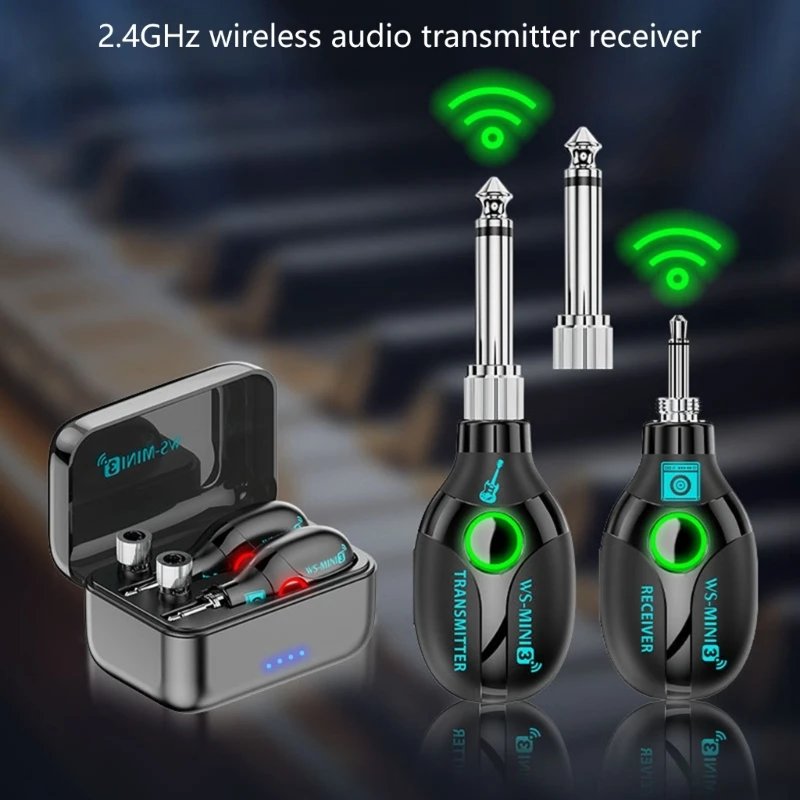 Wireless Guitar System Rechargeable Sound Wireless Transmitter Receiver for Guitar Violin Keyboard Electric Instrument 69HD