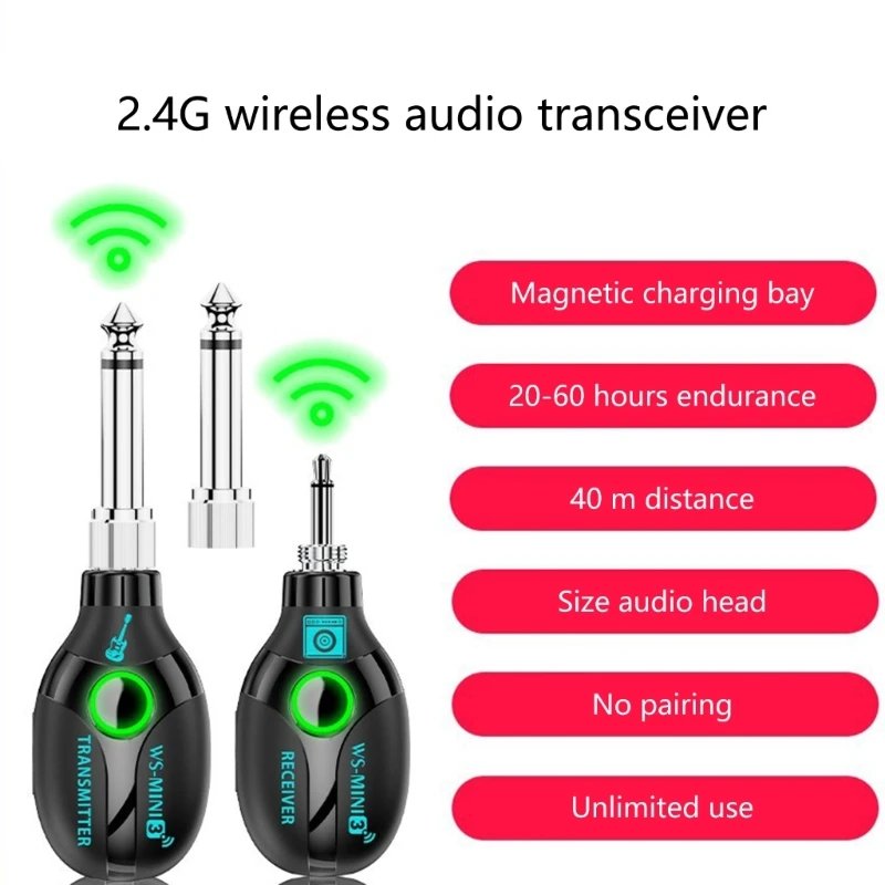 Wireless Guitar System Rechargeable Sound Wireless Transmitter Receiver for Guitar Violin Keyboard Electric Instrument 69HD