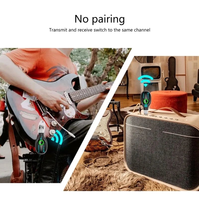Wireless Guitar System Rechargeable Sound Wireless Transmitter Receiver for Guitar Violin Keyboard Electric Instrument 69HD