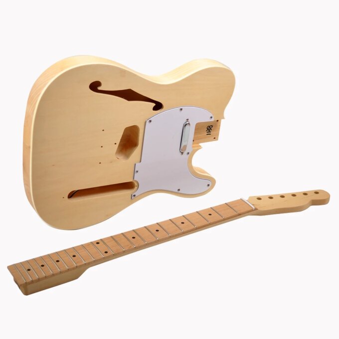 RSW-DIY Electric Guitar Kit with Semi Hollow Basswood Body, Maple Neck and Fingerboard, 22 Frets - Image 4