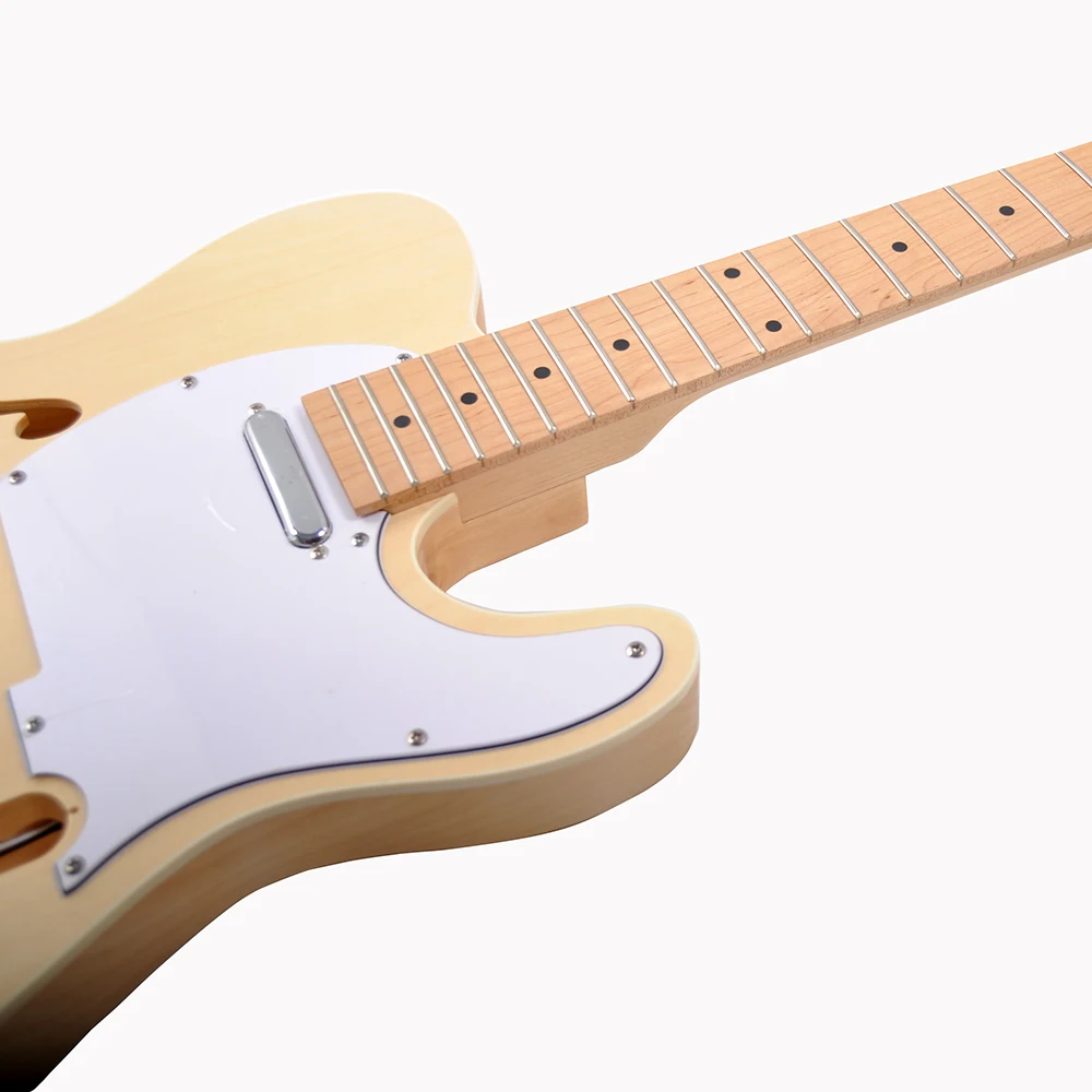 RSW-DIY Electric Guitar Kit with Semi Hollow Basswood Body, Maple Neck and Fingerboard, 22 Frets
