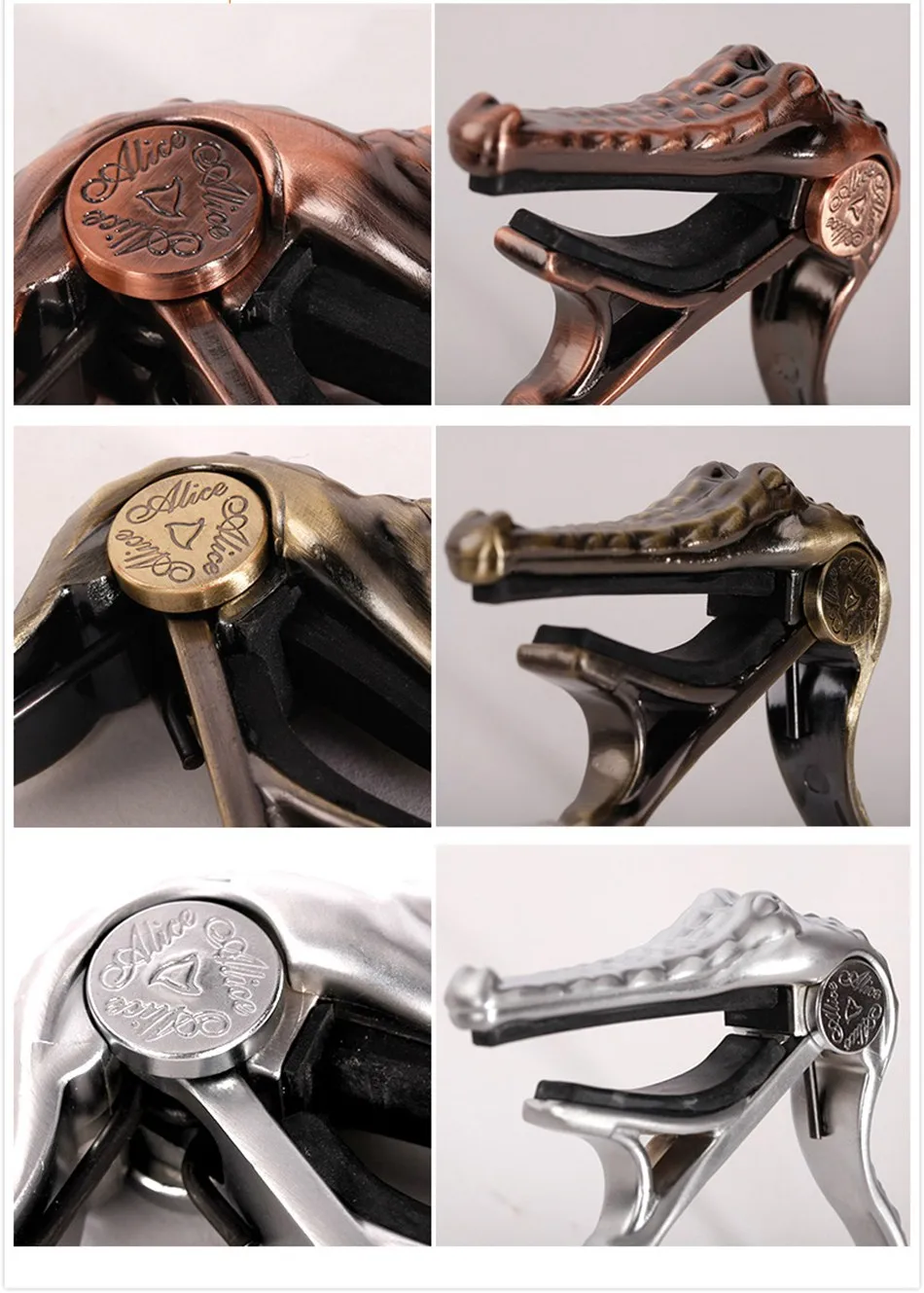 Alice A007G Metal Crocodile Design Folk Acoustic Guitar Capo Clamp Wholesales Alice A007G Metal Crocodile Design Folk Acoustic Guitar Capo Clamp Wholesales