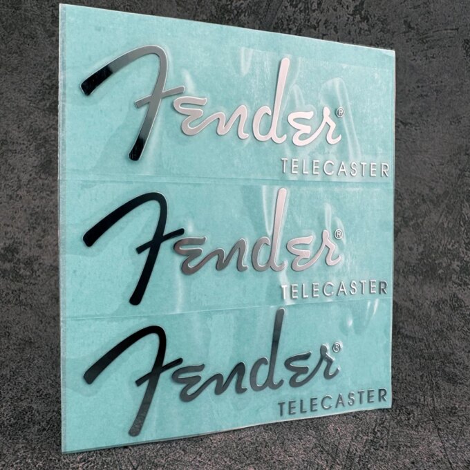 3 Pcs Metal Guitar Decal Sticker Headstock Logo Selfadhesive Silver