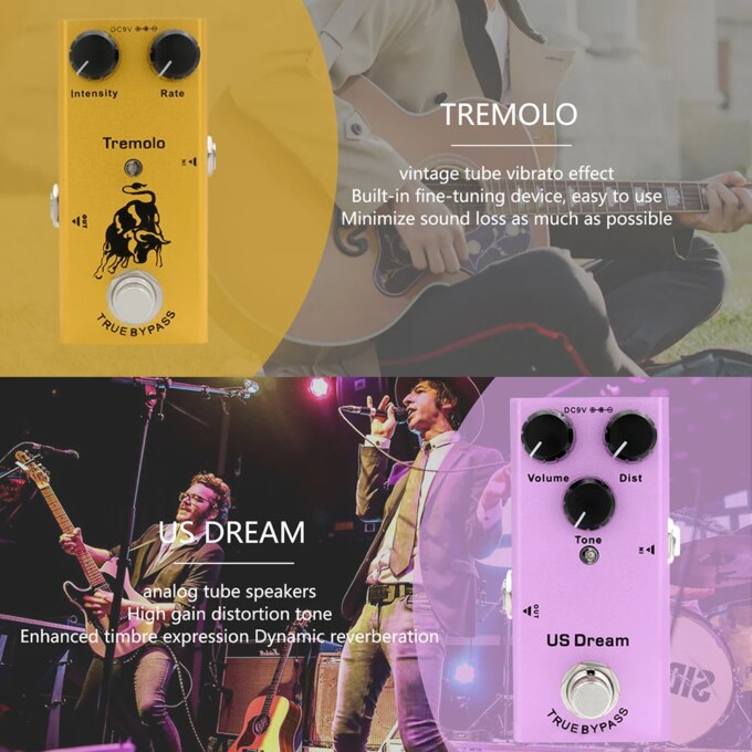 Electric Guitar Pedal Vintage Overdrive/Distortion Crunch/Distortion/US Dream/Classic Chorus/Vintage Phase/Digital Delay - Image 6