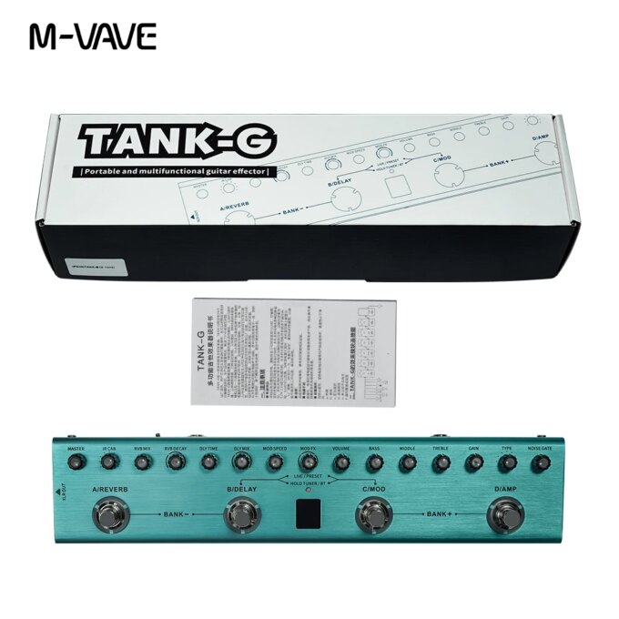 M-VAVE Tank-G Guitar Multi-Effects Pedal Rechargeable 36 Presets 9 Preamp Slots 8 IR Cab Slots 3Modulation/Delay/Reverb Effects - Image 2