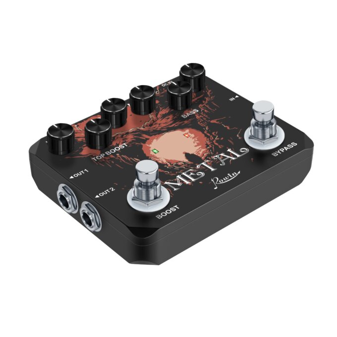 Rowin Heavy Metal Distortion Guitar Effect Pedal with 80s or 90s Metal Sounds Crazy Metal Sounds and Earphone Useable Output - Image 5