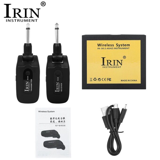 IRIN IN-30 Wireless Guitar Transmitter and Receiver 2.4G Digital Electric Guitar Wireless System For Guitar Bass Amplifier