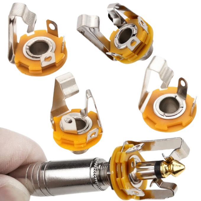 Miwayer 10PCS 1/4"Mono Input Jack Socket 6.35mm Protective Dual-Channel Metal Socket Stereo Jack for Electric Guitar Bass