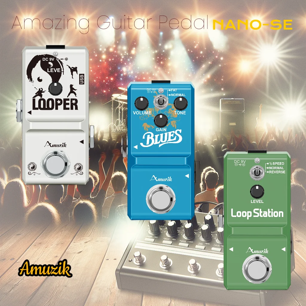 Amuzik Guitar Pedals Effects Phaser Overdrive Distortion Delay Octpus COMPRESSOR Blues EQ Equalizer Chorus Fuzz Noise Gate