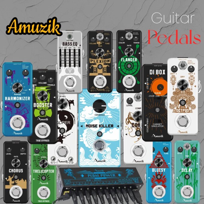 Amuzik Guitar Pedals Effects Phaser Overdrive Distortion Delay Octpus COMPRESSOR Blues EQ Equalizer Chorus Fuzz Noise Gate - Image 2