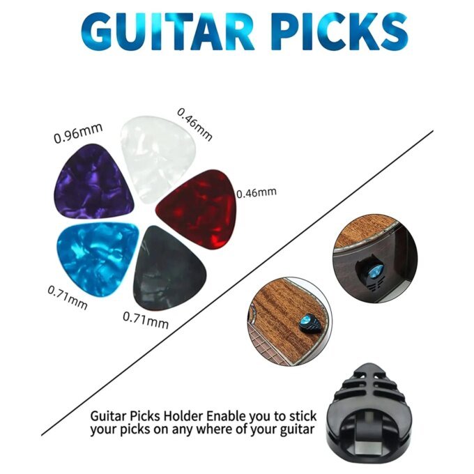 10pcs Guitar Strap for Electric Bass and Acoustic Guitars Include 5 Guitar Picks and 1 Hold and 2 Washers, Gift for Guitarists - Image 3