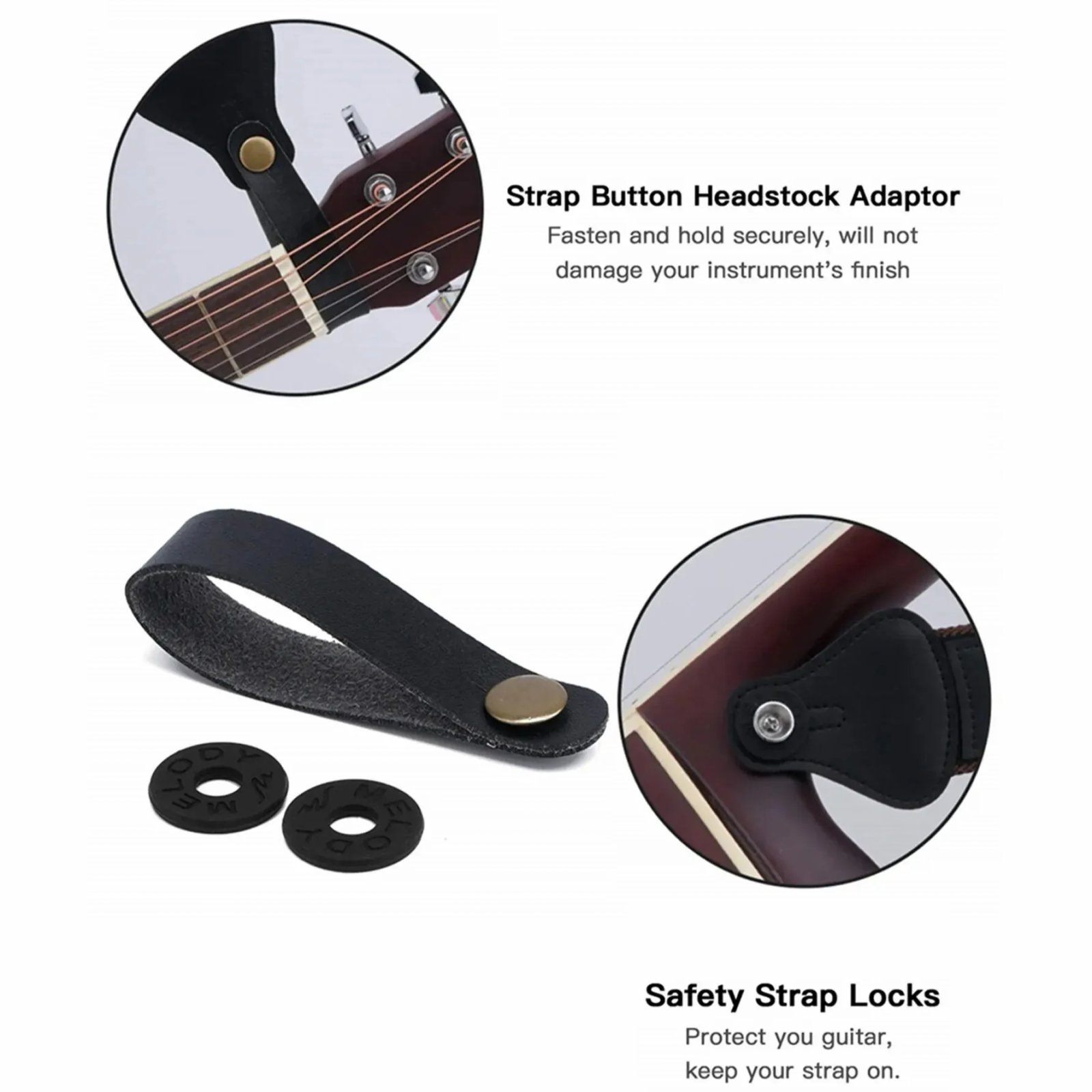 10pcs Guitar Strap for Electric Bass and Acoustic Guitars Include 5 Guitar Picks and 1 Hold and 2 Washers, Gift for Guitarists