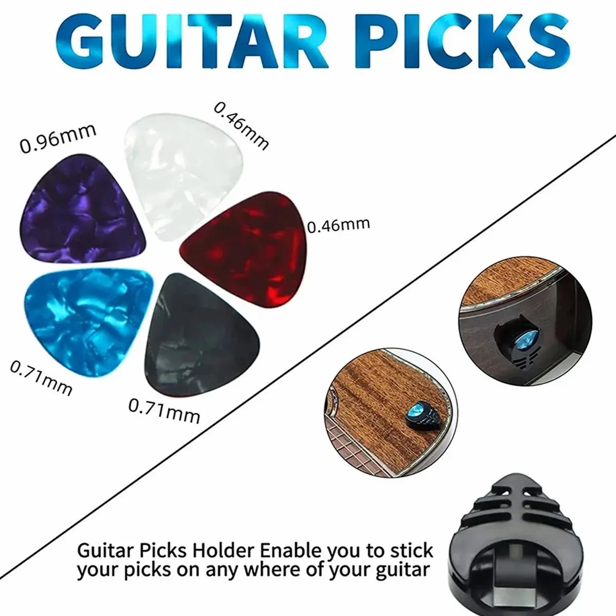 10pcs Guitar Strap for Electric Bass and Acoustic Guitars Include 5 Guitar Picks and 1 Hold and 2 Washers, Gift for Guitarists