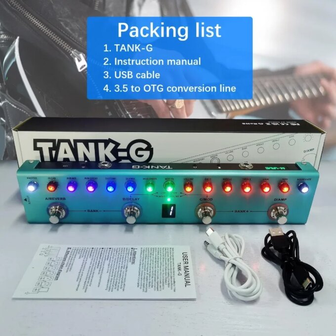 M vave Tank G Pure Digital Multi Effects Guitar Pedal Effector Reverb Delay MOD AMP Built in Rechargeable Lithium Battery - Image 2