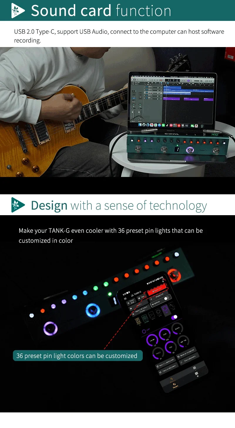M vave Tank G Pure Digital Multi Effects Guitar Pedal Effector Reverb Delay MOD AMP Built in Rechargeable Lithium Battery