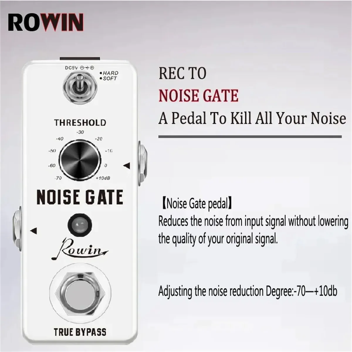 Rowin Noise Gate Guitar Pedal Guitar Effect Pedals Noise Suppression Effects For Electric Guitar Hard Soft 2 Modes