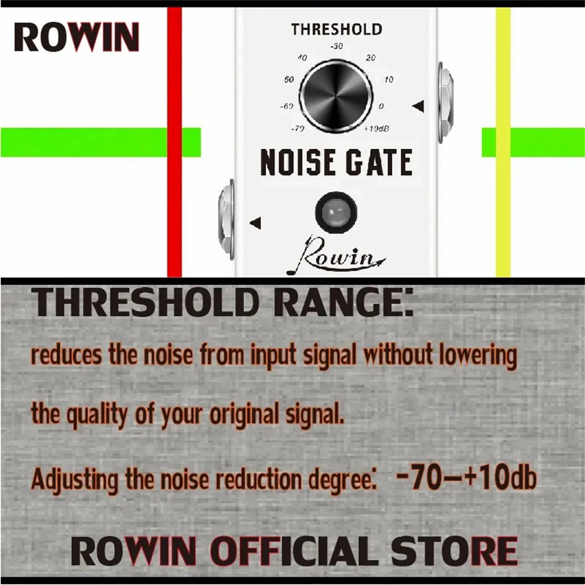 Rowin Noise Gate Guitar Pedal Guitar Effect Pedals Noise Suppression Effects For Electric Guitar Hard Soft 2 Modes
