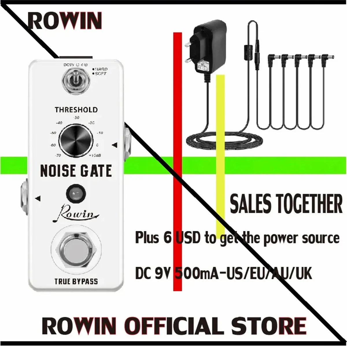 Rowin Noise Gate Guitar Pedal Guitar Effect Pedals Noise Suppression Effects For Electric Guitar Hard Soft 2 Modes