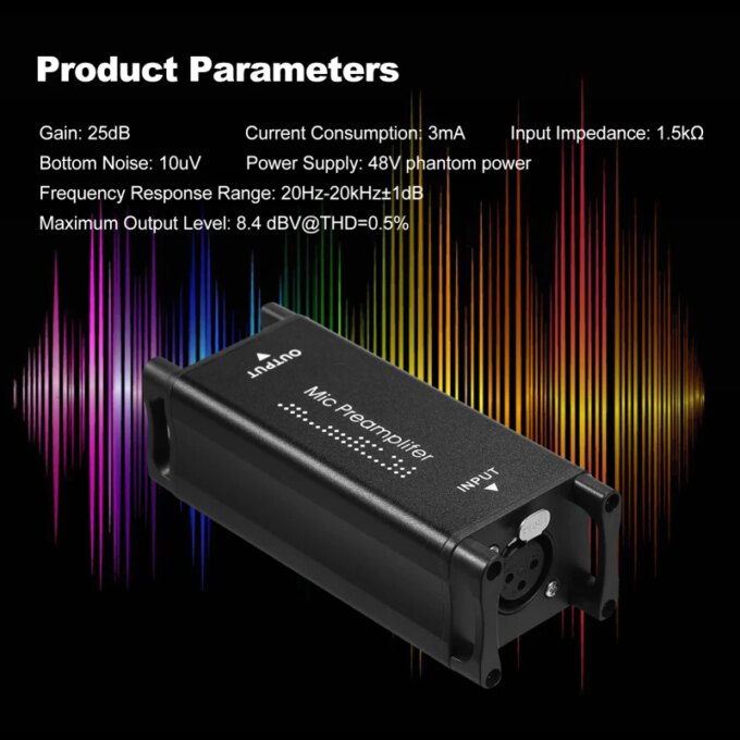 Mic Activator Ultra-Clean Gain Microphone Preamplifier Audio Booster for Studio orHome Recording Livestream Broadcast - Image 3