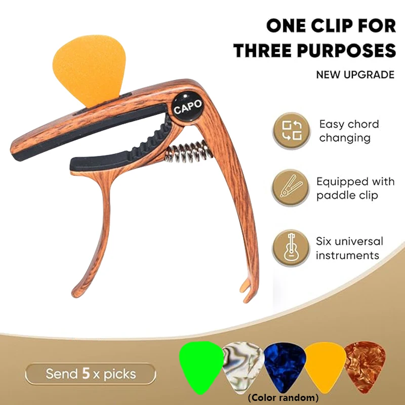 NEW Guitar Capo, 3in1 Zinc Metal Capo for Acoustic and Electric Guitars (with Pick Holder and 5Picks),Ukulele,Mandolin,Banjo NEW Guitar Capo, 3in1 Zinc Metal Capo for Acoustic and Electric Guitars (with Pick Holder and 5Picks),Ukulele,Mandolin,Banjo