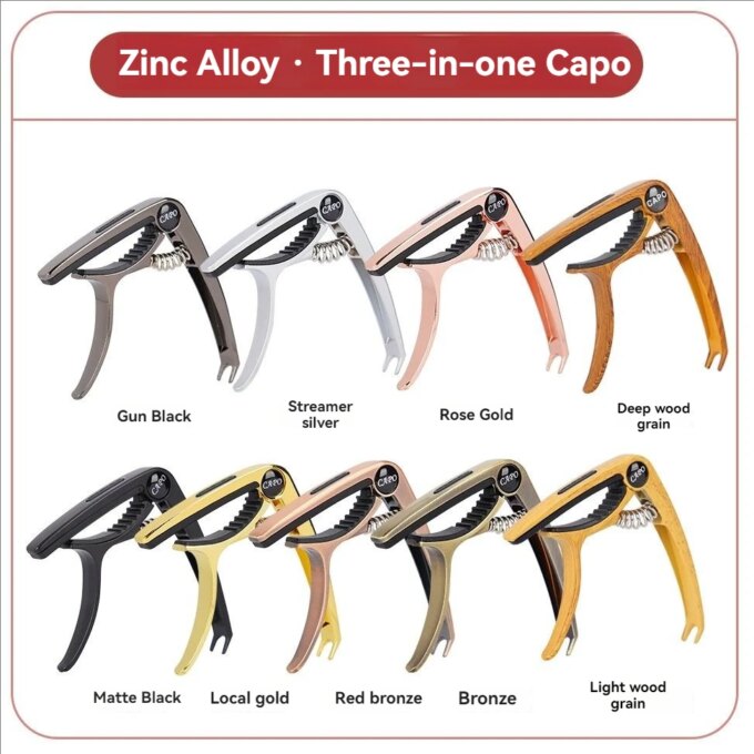 NEW Guitar Capo, 3in1 Zinc Metal Capo for Acoustic and Electric Guitars (with Pick Holder and 5Picks),Ukulele,Mandolin,Banjo - Image 3
