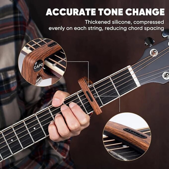 NEW Guitar Capo, 3in1 Zinc Metal Capo for Acoustic and Electric Guitars (with Pick Holder and 5Picks),Ukulele,Mandolin,Banjo - Image 5