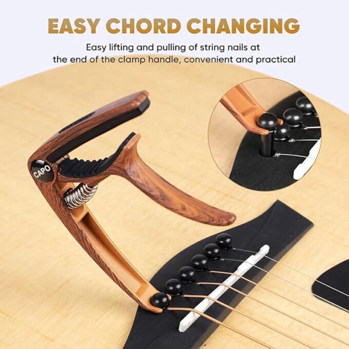 NEW Guitar Capo, 3in1 Zinc Metal Capo for Acoustic and Electric Guitars (with Pick Holder and 5Picks),Ukulele,Mandolin,Banjo - Image 4