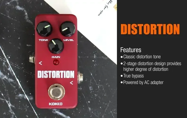 Kokko FDS-2 Distortion Electric Guitar Effects Pedal Two-Stage Distortion Connection Effect True Bypass Pedal Guitar Accessories