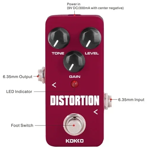 Kokko FDS-2 Distortion Electric Guitar Effects Pedal Two-Stage Distortion Connection Effect True Bypass Pedal Guitar Accessories