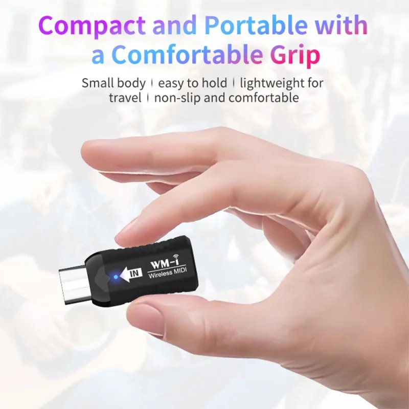 Wireless MIDI Adapter Rechargeable Audio Transmitter Receiver 2.4GHz Ultra-Low Latency Built-in Silent Portable MIDI Connector