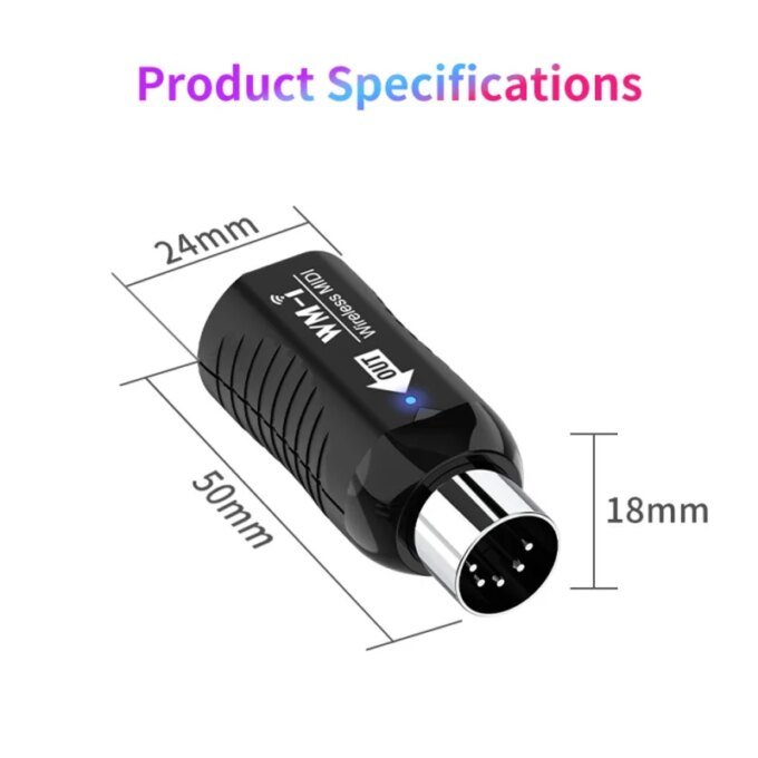 Wireless MIDI Adapter Rechargeable Audio Transmitter Receiver 2.4GHz Ultra-Low Latency Built-in Silent Portable MIDI Connector - Image 6