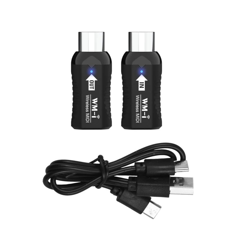 Wireless MIDI Adapter Rechargeable Audio Transmitter Receiver 2.4GHz Ultra-Low Latency Built-in Silent Portable MIDI Connector