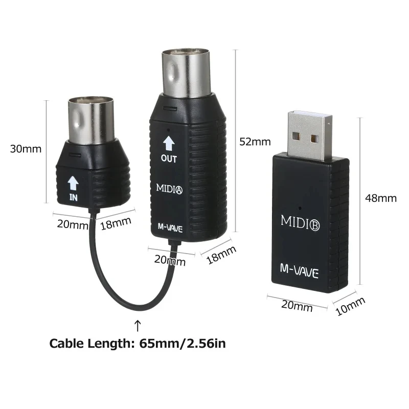 M-VAVE MS1 Mini Wireless Transmission System MIDI System MIDI Wireless Adapter Plu Play Support for Devices with MIDI Interface