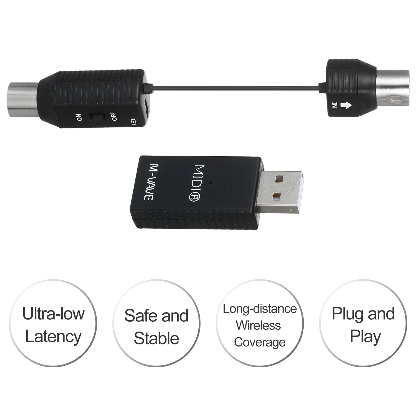 M-VAVE MS1 Mini Wireless Transmission System MIDI System MIDI Wireless Adapter Plu Play Support for Devices with MIDI Interface