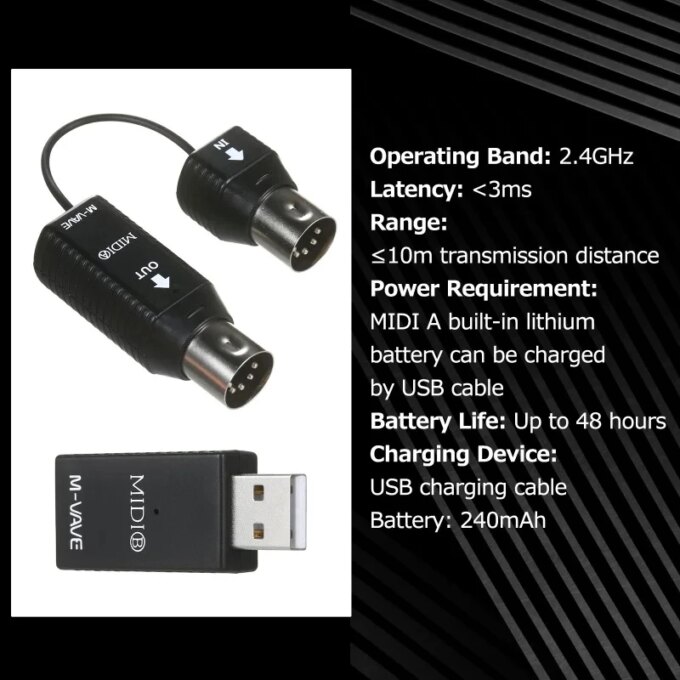 M-VAVE MS1 Mini Wireless Transmission System MIDI System MIDI Wireless Adapter Plu Play Support for Devices with MIDI Interface - Image 4