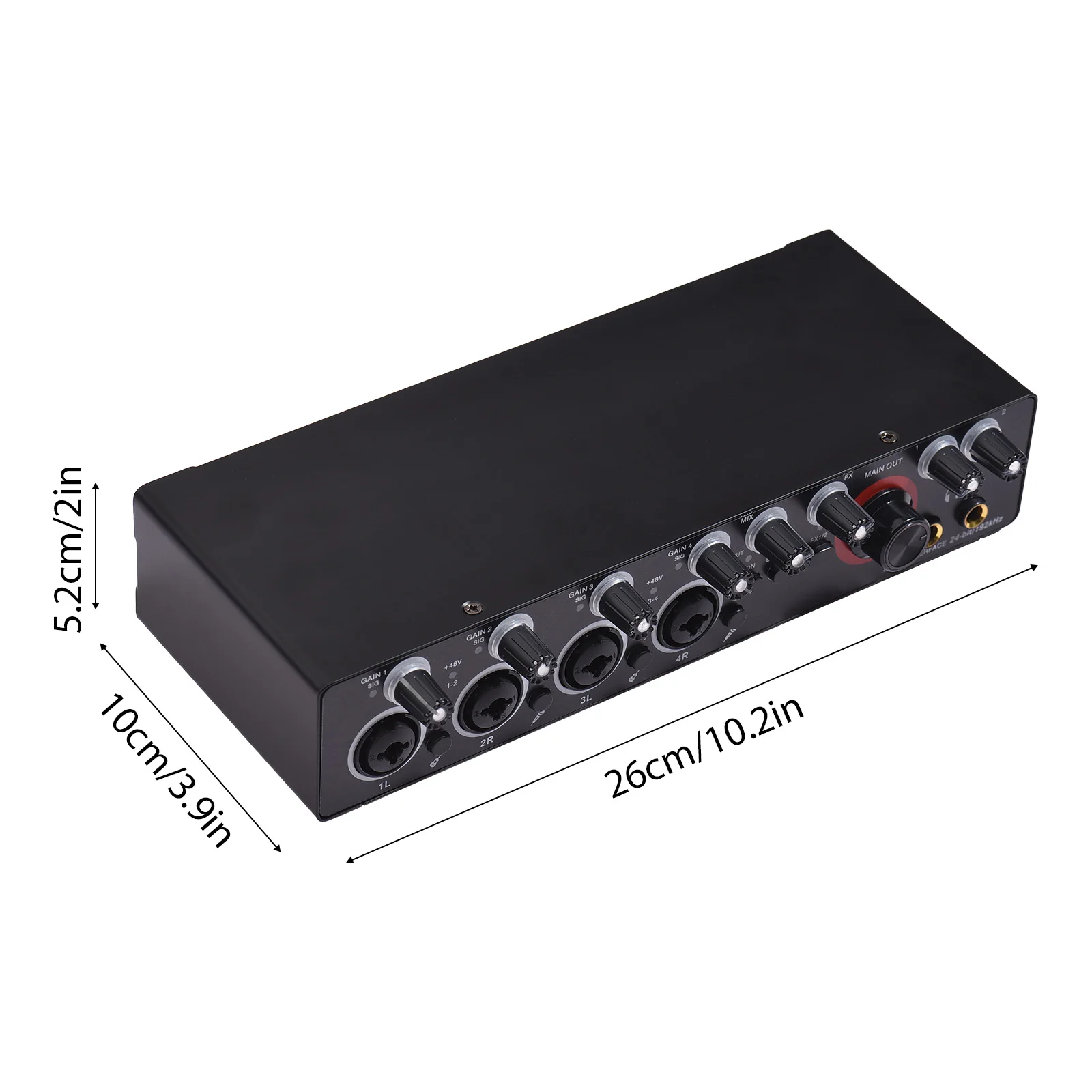 4 Channels Recording Sound Card with Driver Free Audio Interface 4-in 4-out USB Live Sound Card 24 bit/192khz 48V Phantom Power