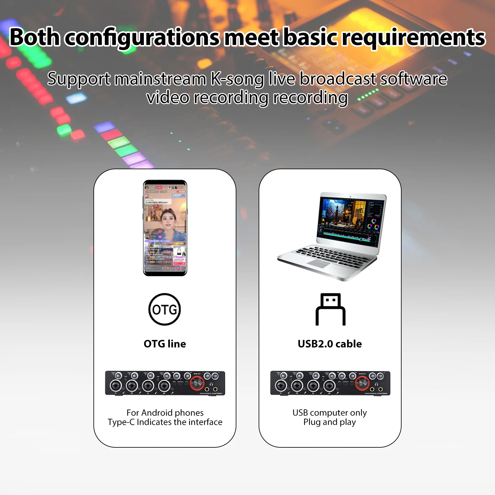 4 Channels Recording Sound Card with Driver Free Audio Interface 4-in 4-out USB Live Sound Card 24 bit/192khz 48V Phantom Power
