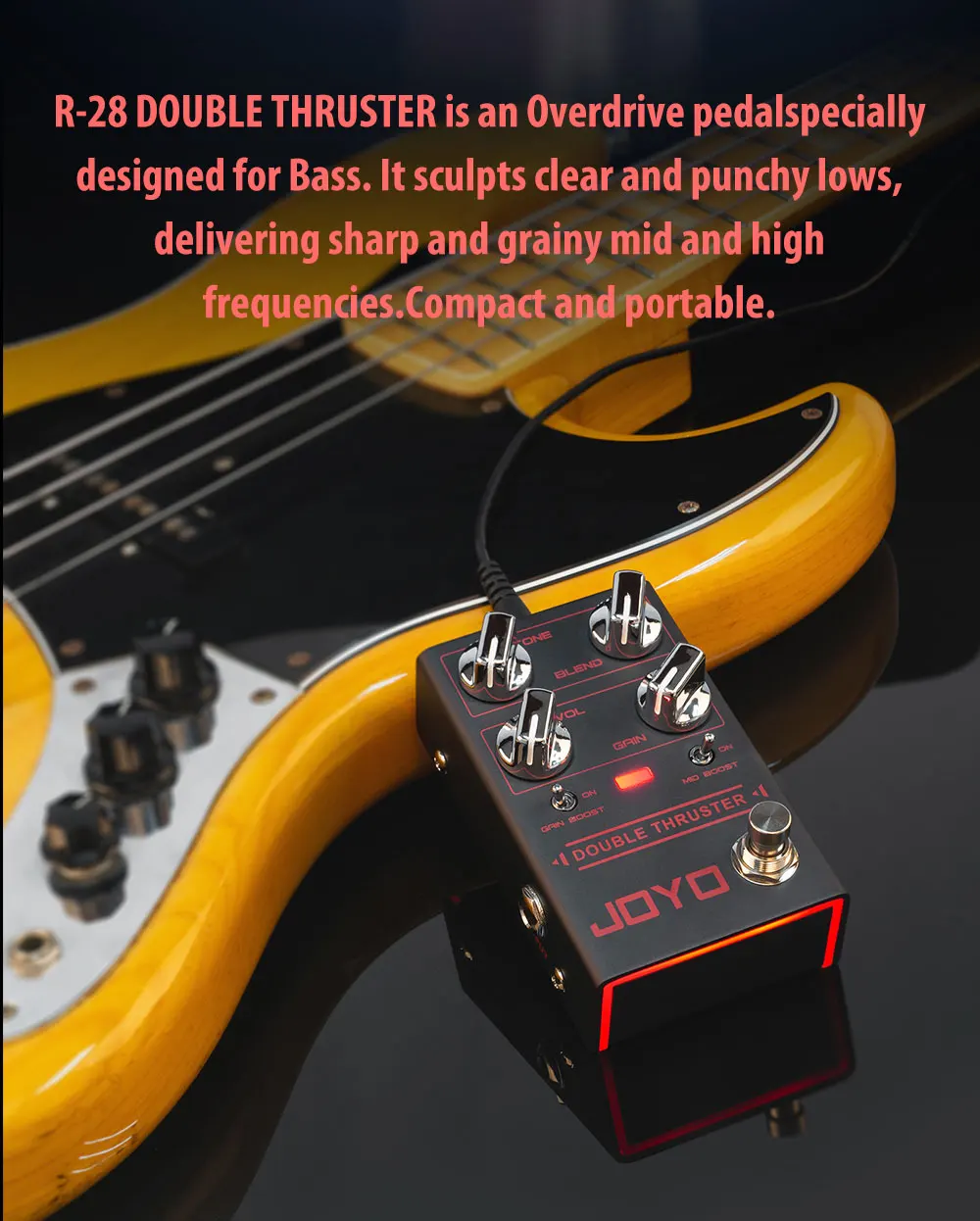 JOYO R-28 Double Thrust Bass Overdrive Effect Pedal Sharp & Grainy High Frequency Overdrive Pedal Designed for Bass Guitar JOYO R-28 Double Thrust Bass Overdrive Effect Pedal Sharp & Grainy High Frequency Overdrive Pedal Designed for Bass Guitar