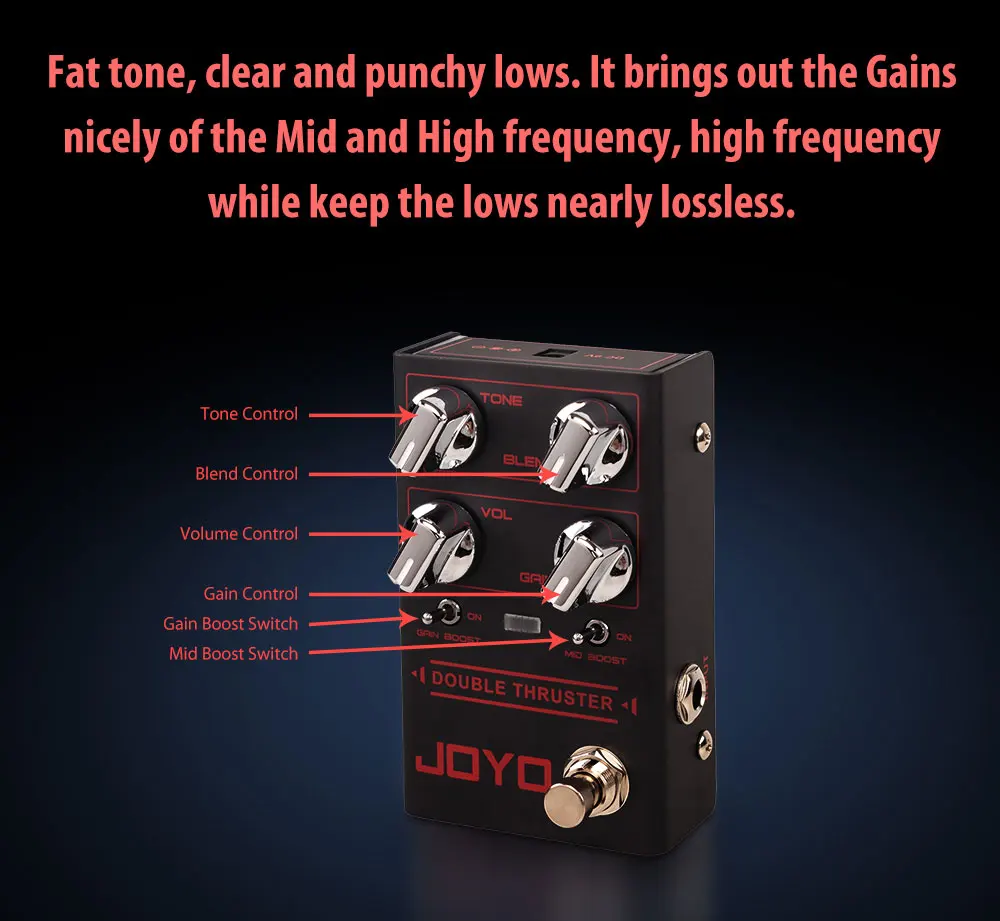 JOYO R-28 Double Thrust Bass Overdrive Effect Pedal Sharp & Grainy High Frequency Overdrive Pedal Designed for Bass Guitar JOYO R-28 Double Thrust Bass Overdrive Effect Pedal Sharp & Grainy High Frequency Overdrive Pedal Designed for Bass Guitar